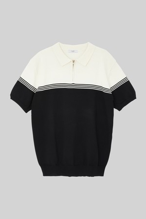 쿼터집업 카라 반팔 니트 DSTEE106