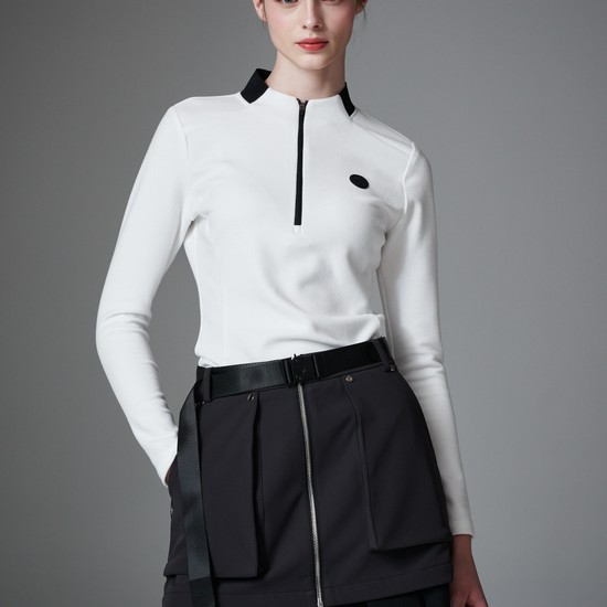 Soft fleece contrast zip up 플리스 슬림 집업
