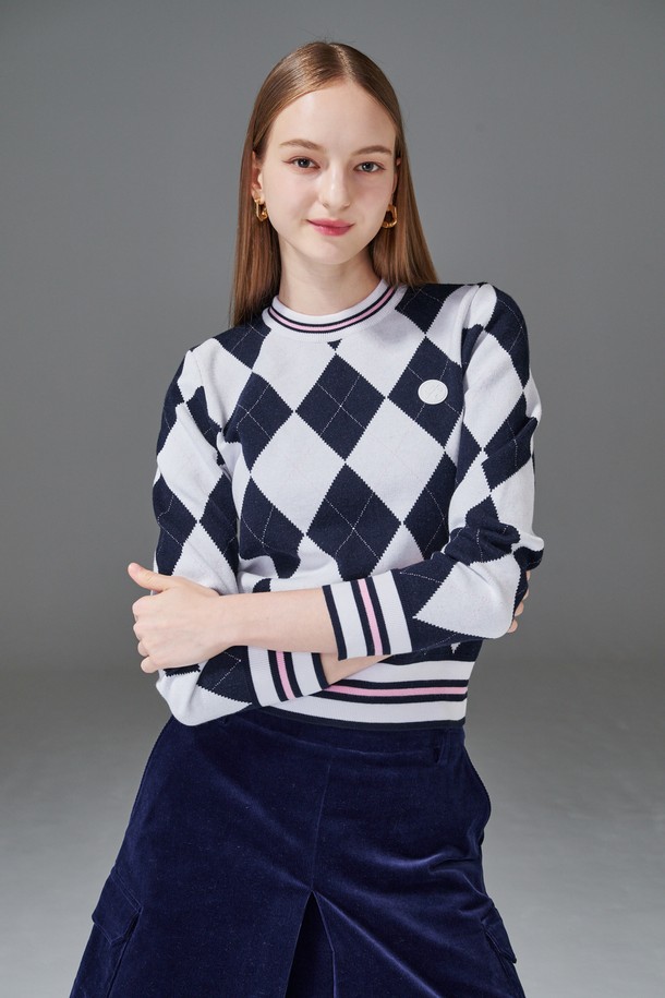 KLIMGOLF - 스웨터 - Argyle long sleeve knit 아가일 긴팔 니트