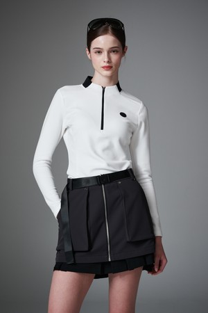 Soft fleece contrast zip up 플리스 슬림 집업