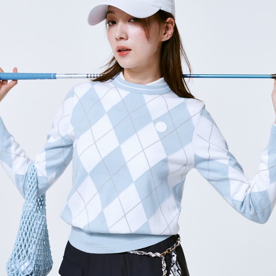 [더카트단독]소프트 아가일 라운드 니트 Soft Argyle Round Neck Knit