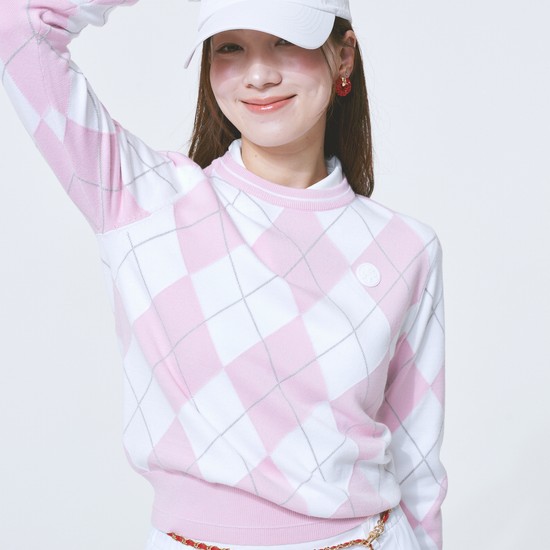 [더카트단독]소프트 아가일 라운드 니트 Soft Argyle Round Neck Knit