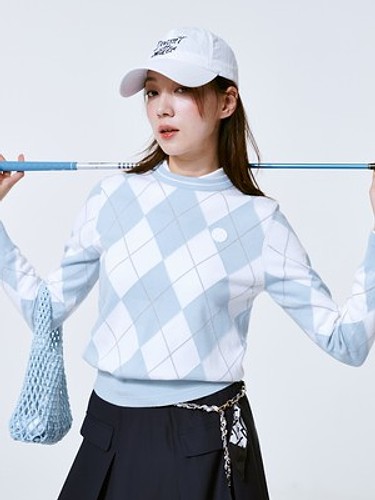 [더카트단독]소프트 아가일 라운드 니트 Soft Argyle Round Neck Knit-a