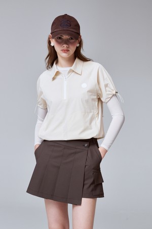 Cool Breeze Woven Zip Polo 우븐 카라 티_BEIGE-a