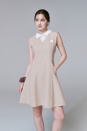 Cool Breeze Seersucker Dress 시어서커 슬리브리스 원피스_BROWN-a