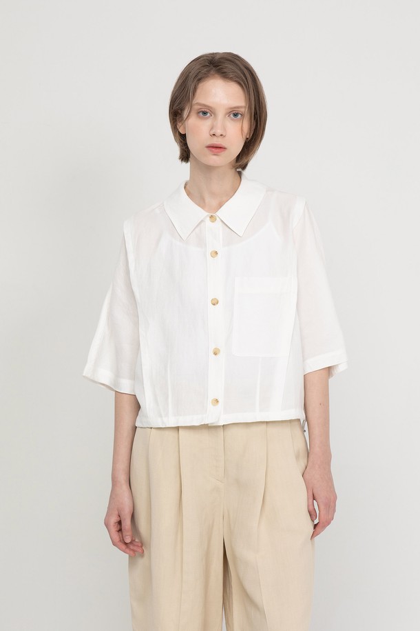 JMARK New York - 셔츠 - Cropped stitch shirt - White