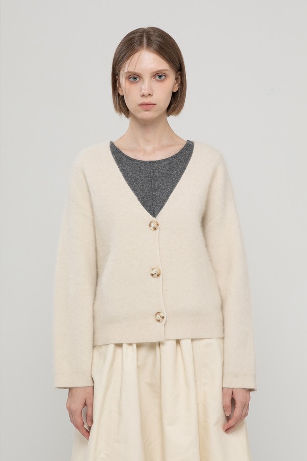 JMARK New York - 가디건 - Cashmere v-neck cardigan - Ivory