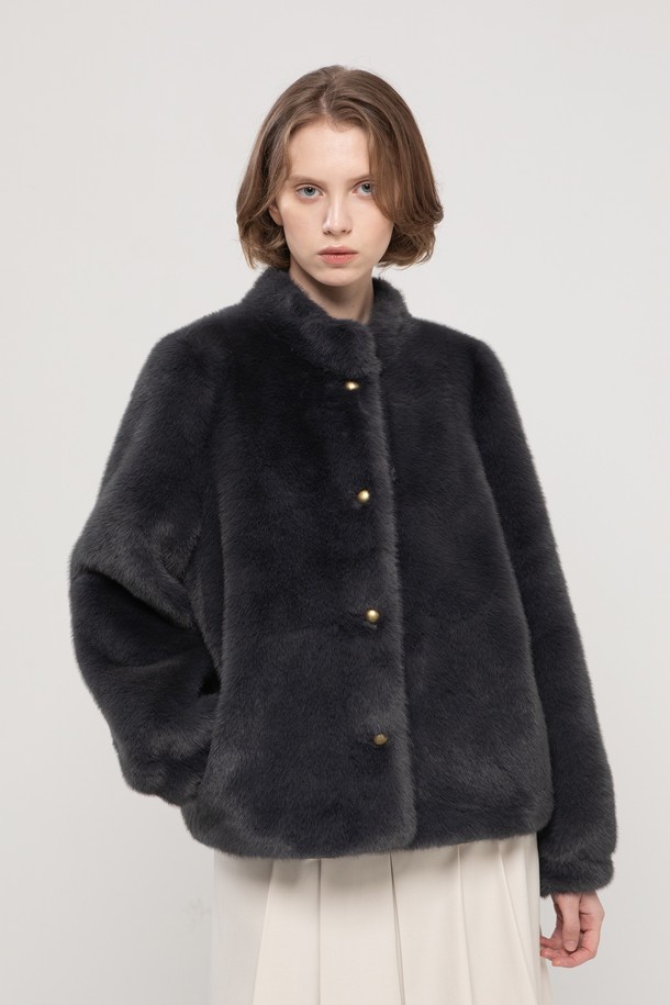 JMARK New York - 자켓 - Stand collar mink fur jacket - Navy