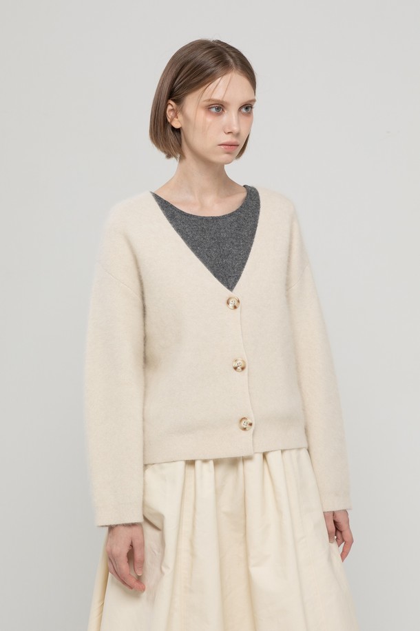 JMARK New York - 가디건 - Cashmere v-neck cardigan - Ivory