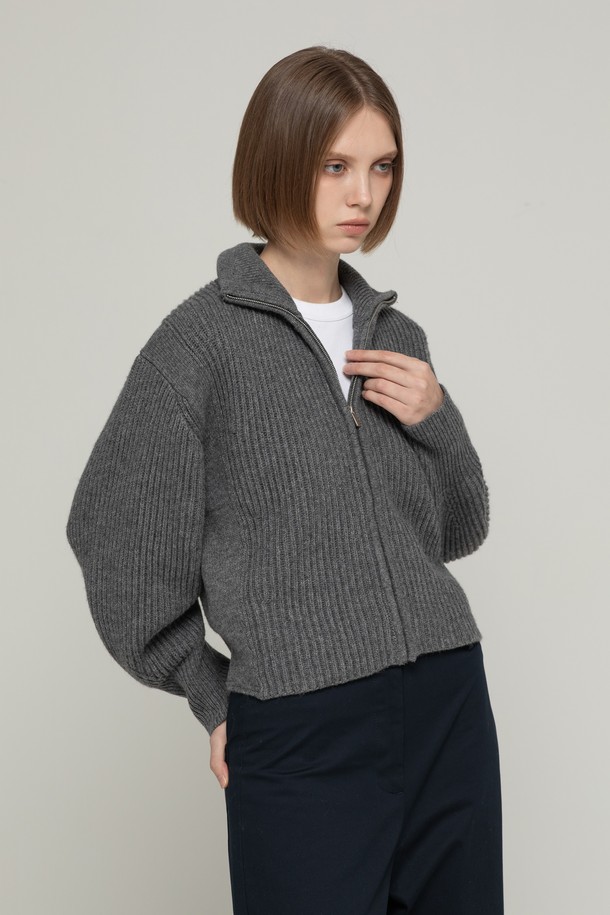 JMARK New York - 가디건 - Wool high-neck cardigan - Gray