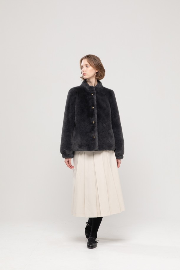 JMARK New York - 자켓 - Stand collar mink fur jacket - Navy