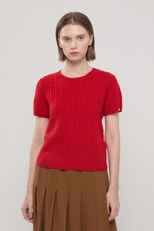 Wool-cable knitwear – Red