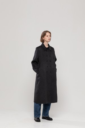 Double button long coat - Charcoal