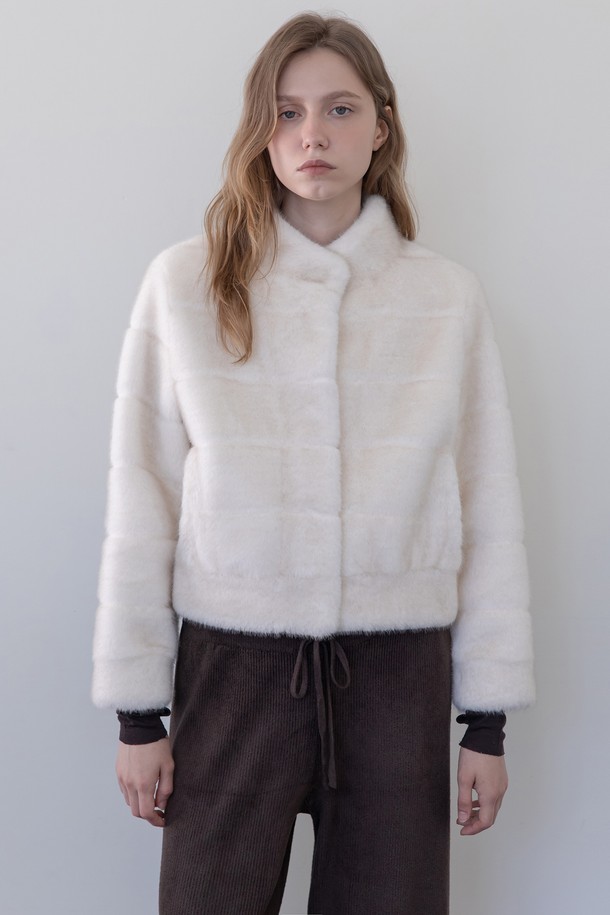 JMARK New York - 점퍼 - Eco fur high neck jacket - Ivory