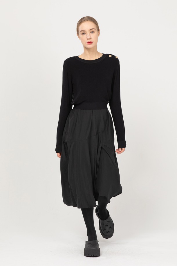 JMARK New York - 긴소매 원피스 - [18차 리오더] Knitwear coloring dress - Black