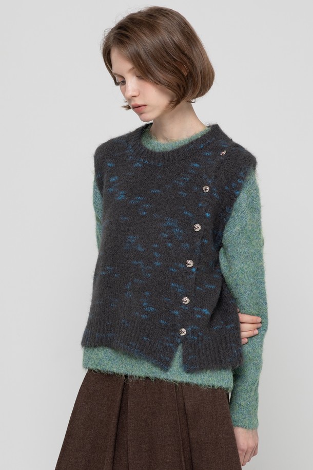 JMARK New York - 베스트 - Wool boucle vest - Blue