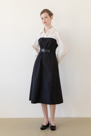 Layered belt dress - Black