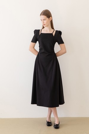 Cutout square-neck dress - Black