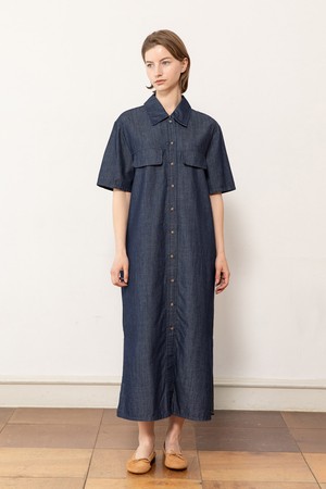 Denim pocket dress - Indigo denim