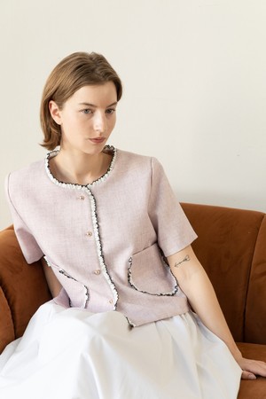 Tweed frill jacket - Pink