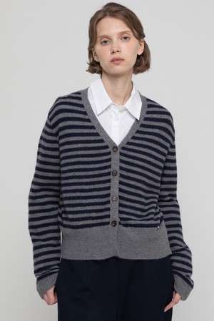 Stripe knitwear cardigan - Gray