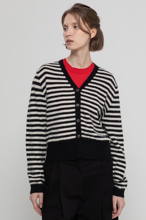 Stripe knitwear cardigan - Black