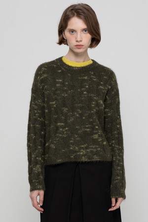 Wool boucle knitwear - Khaki