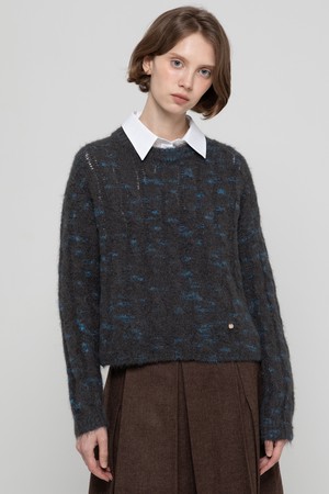 Wool boucle knitwear - Blue