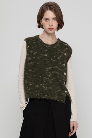 Wool boucle vest - Khaki