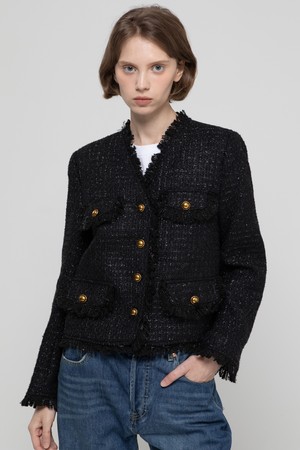 Classic tweed quilting jacket - Black