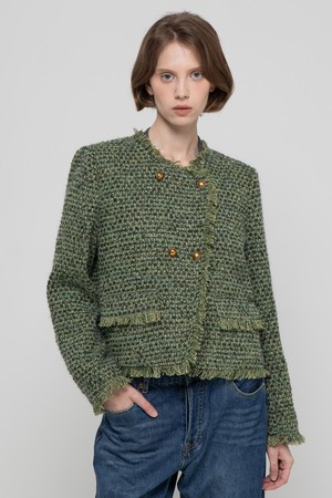 Tweed quilting jacket - Olive