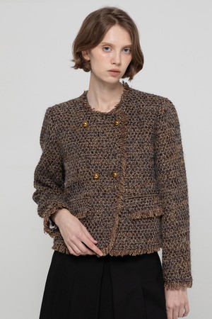 Tweed quilting jacket - Brown