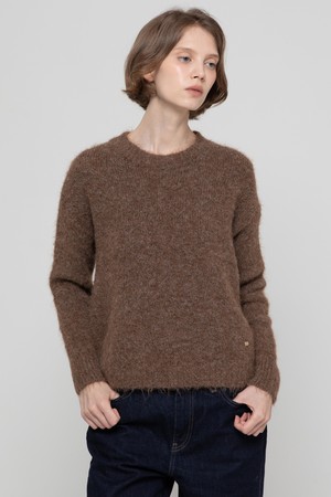 Solied wool boucle knitwear - Brown