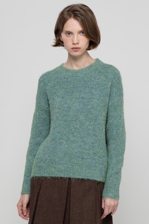 Solied wool boucle knitwear - Mint