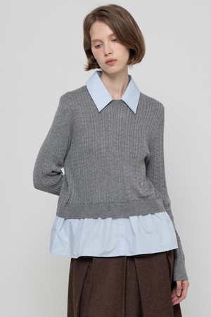 Layered shirt sweater - Gray