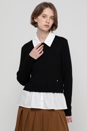 Layered shirt sweater - Black