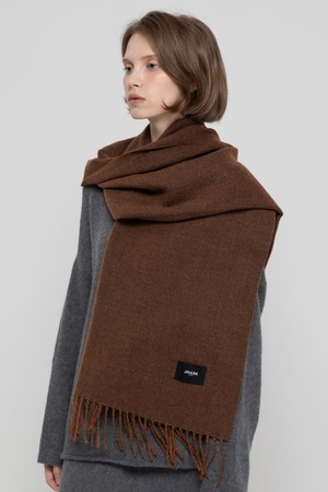 Wool long muffler - Brown