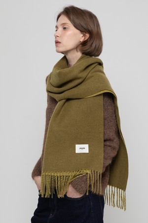 Wool long muffler - Khaki