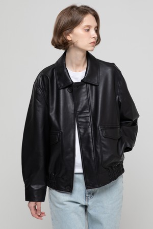 Overfit veganleather blouson - Black