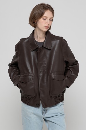 Overfit veganleather blouson - Brown