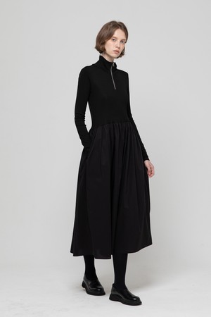 Zipped mix dress - Black