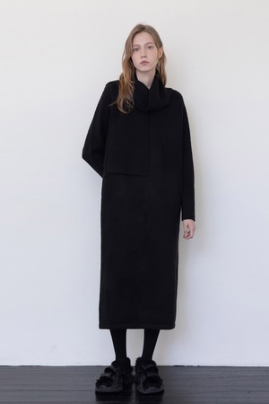 Long knit dress - Black