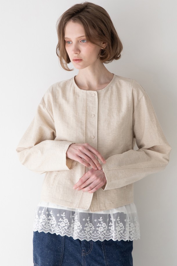 JMARK New York - 자켓 - Round collar linen jacket - Beige