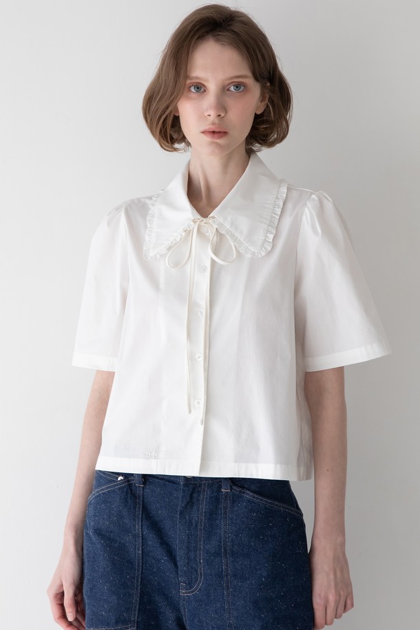 JMARK New York - 블라우스 - Prill callar crop blouse - White