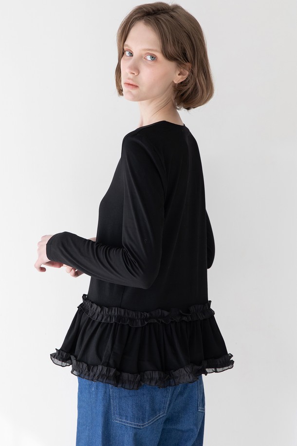 JMARK New York - 긴소매 티셔츠 - Frill t-shirt - Black