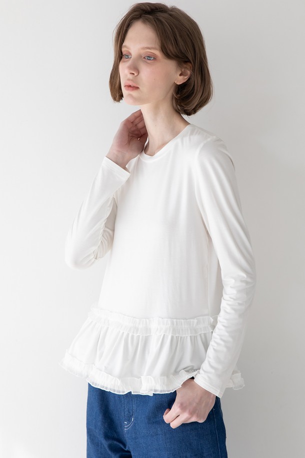 JMARK New York - 긴소매 티셔츠 - Frill t-shirt - White