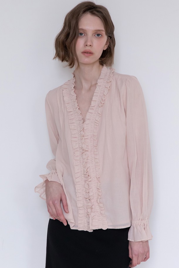 JMARK New York - 블라우스 - V-neck frill blouse - Pink