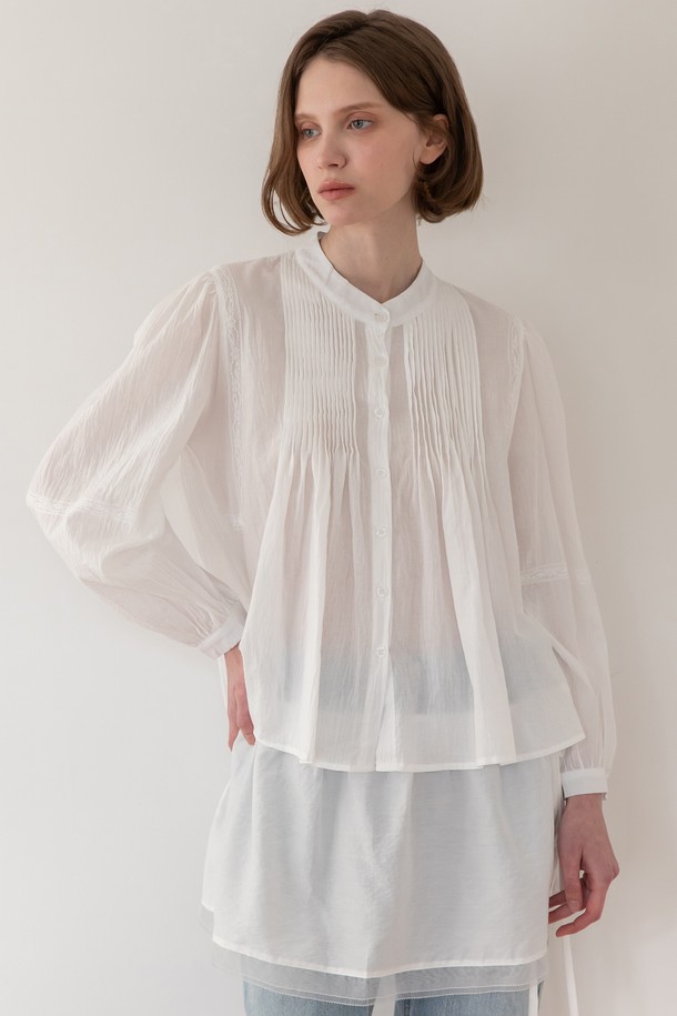 JMARK New York - 블라우스 - Pintuck lace blouse - White