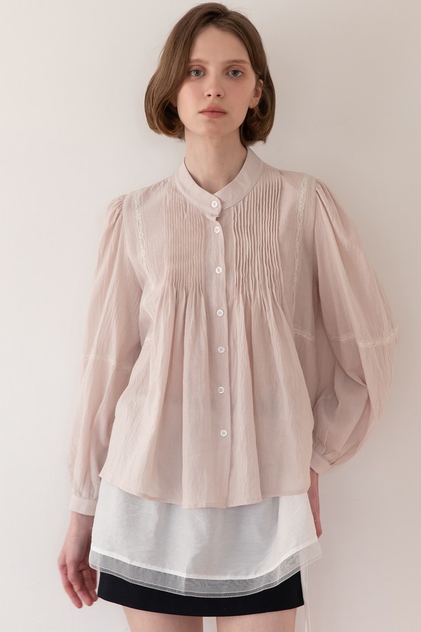 JMARK New York - 블라우스 - Pintuck lace blouse - Pink