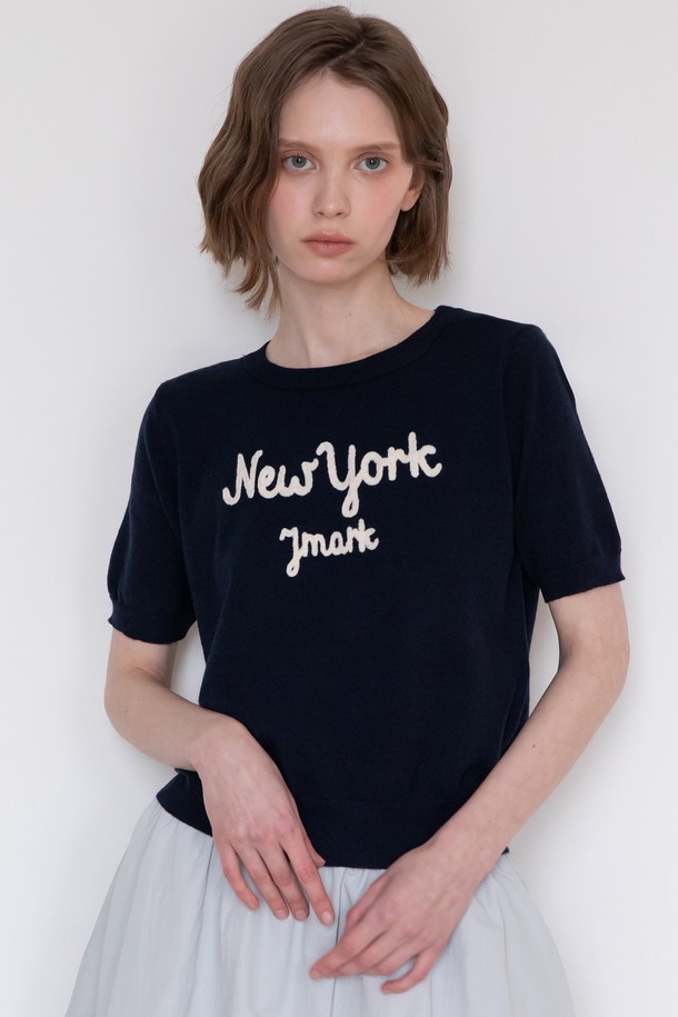 JMARK New York - 반팔티셔츠 - Lettering knitwear - Navy